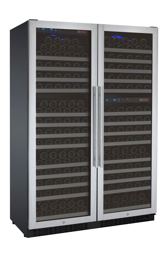 Allavino 47" Wide FlexCount II Tru-Vino 349 Bottle Three Zone Stainless Steel Side-by-Side Wine Refrigerator - 3Z-VSWR7772-S20