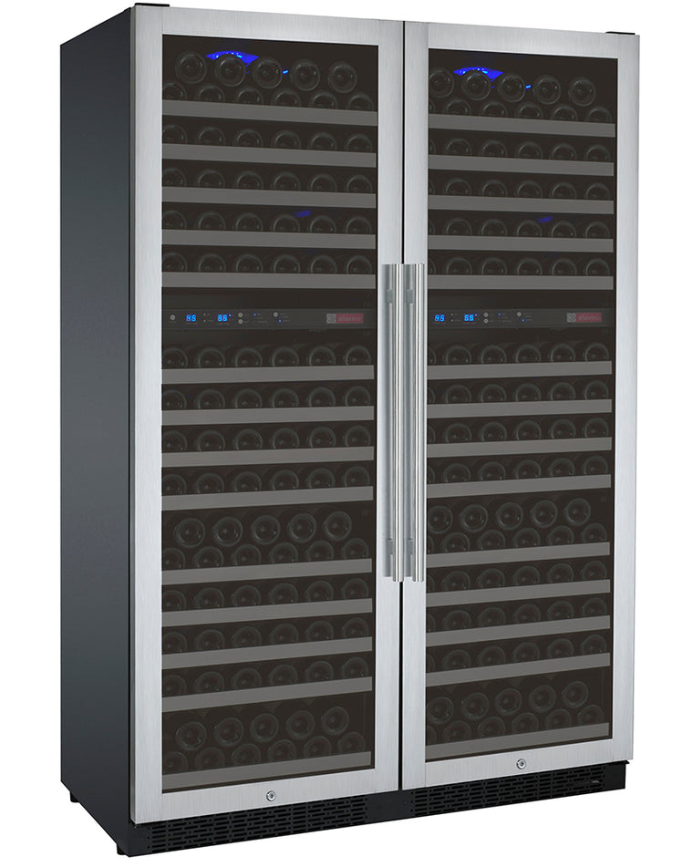 Allavino 47" Wide FlexCount II Tru-Vino 344 Bottle Four-Zone Stainless Steel Side-by-Side Wine Refrigerator - 2X-VSWR172-2S20