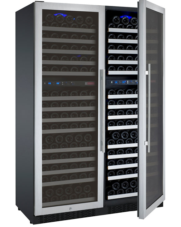 Allavino 47" Wide FlexCount II Tru-Vino 344 Bottle Four-Zone Stainless Steel Side-by-Side Wine Refrigerator - 2X-VSWR172-2S20