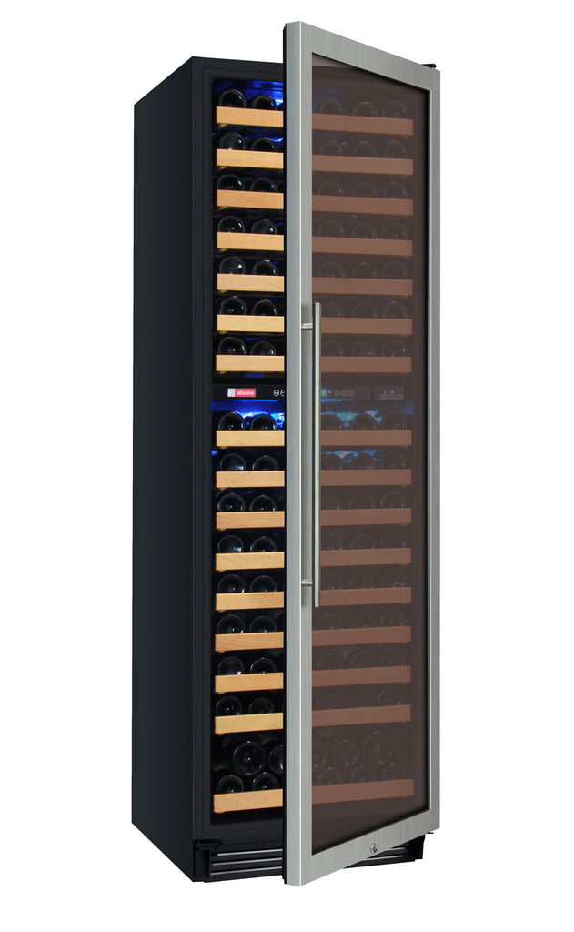 Allavino 24" Wide FlexCount Classic II Tru-Vino 172 Bottle Dual Zone Stainless Steel Right Hinge Wine Refrigerator - YHWR172-2SR20
