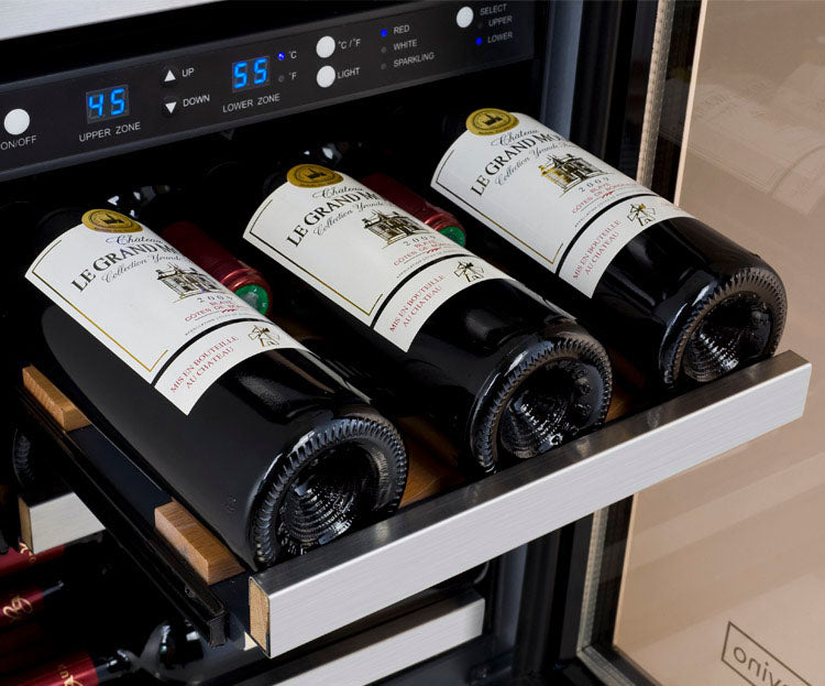 Allavino 30" Wide FlexCount II Tru-Vino 30 Bottle/88 Can Dual Zone Stainless Steel Side-by-Side Wine Refrigerator/Beverage Center - 3Z-VSWB15-3S20