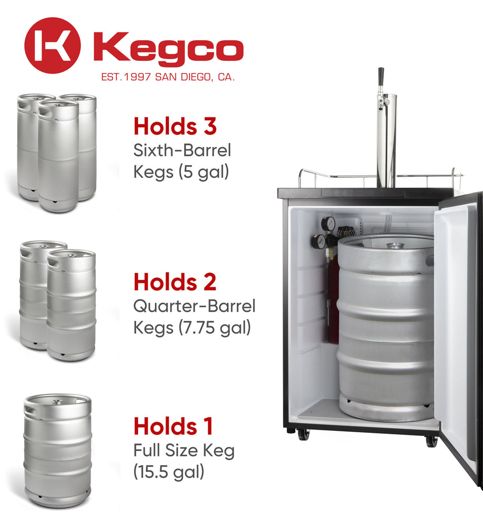 Kegco 24" Wide Homebrew Single Tap Stainless Kegerator - HBK209S-1NK - Wine Cooler City