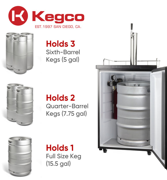 Kegco 24" Wide Homebrew Single Tap Stainless Kegerator - HBK209S-1NK - Wine Cooler City