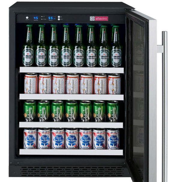 Allavino 24" Wide FlexCount II Tru-Vino Stainless Steel Right Hinge Beverage Center - VSBC24-SR20 - Wine Cooler City