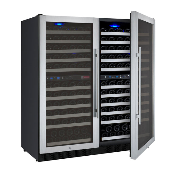 Allavino 47" Wide FlexCount II Tru-Vino 242 Bottle Four Zone Stainless Steel Side-by-Side Wine Refrigerator - 2X-VSWR121-2S20