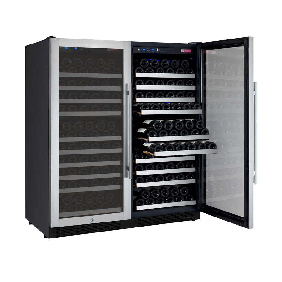 Allavino 47" Wide FlexCount II Tru-Vino 256 Bottle Dual Zone Stainless Steel Side-by-Side Wine Refrigerator - 2X-VSWR128-1S20