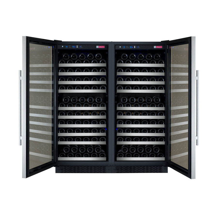 Allavino 47" Wide FlexCount II Tru-Vino 256 Bottle Dual Zone Stainless Steel Side-by-Side Wine Refrigerator - 2X-VSWR128-1S20