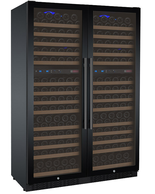 Allavino 47" Wide FlexCount II Tru-Vino 344 Bottle Four Zone Black Side-by-Side Wine Refrigerator - 2X-VSWR172-2B20