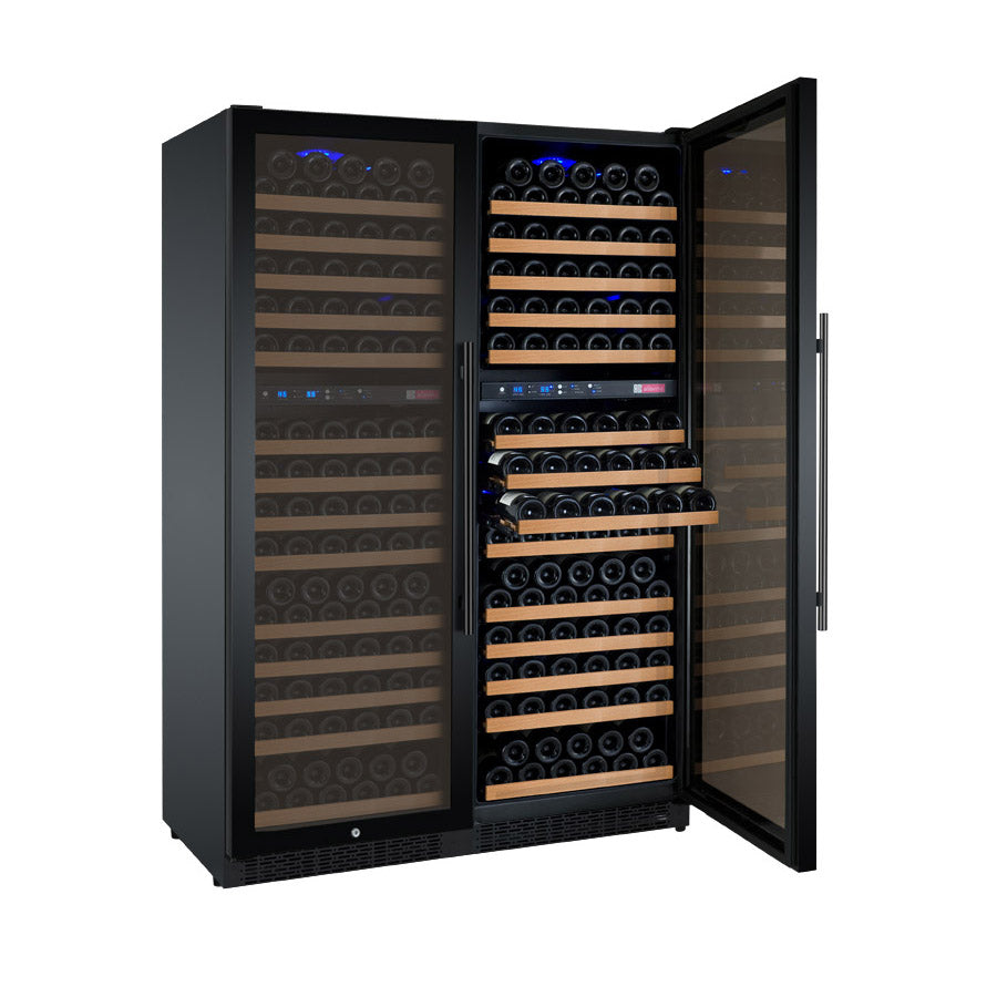 Allavino 47" Wide FlexCount II Tru-Vino 344 Bottle Four Zone Black Side-by-Side Wine Refrigerator - 2X-VSWR172-2B20