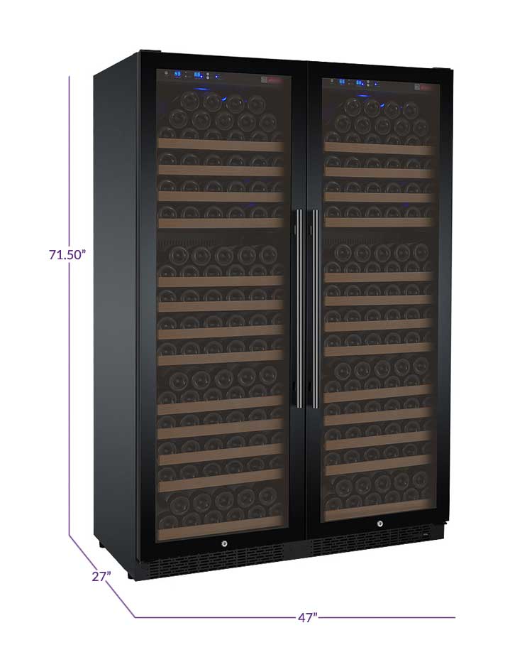 Allavino 47" Wide FlexCount II Tru-Vino 354 Bottle Dual Zone Black Side-by-Side Wine Refrigerator - 2X-VSWR177-1B20