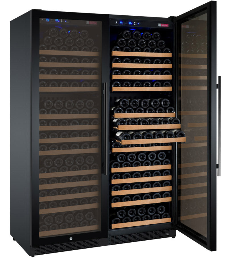 Allavino 47" Wide FlexCount II Tru-Vino 354 Bottle Dual Zone Black Side-by-Side Wine Refrigerator - 2X-VSWR177-1B20