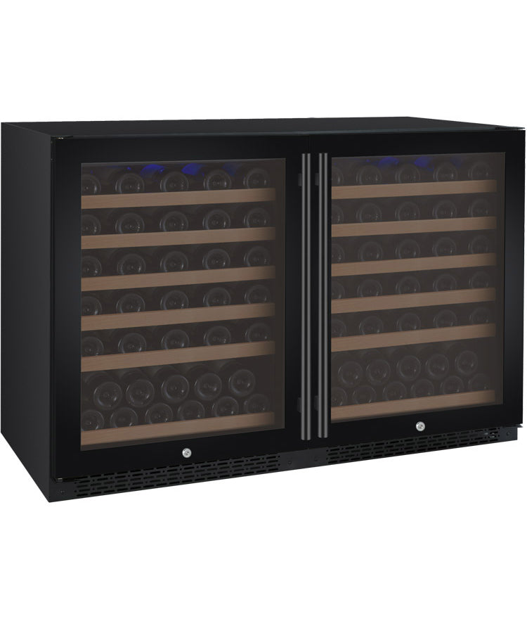 Allavino 47" Wide FlexCount II Tru-Vino 112 Bottle Dual Zone Black Side-by-Side Wine Refrigerator - 2X-VSWR56-1B20