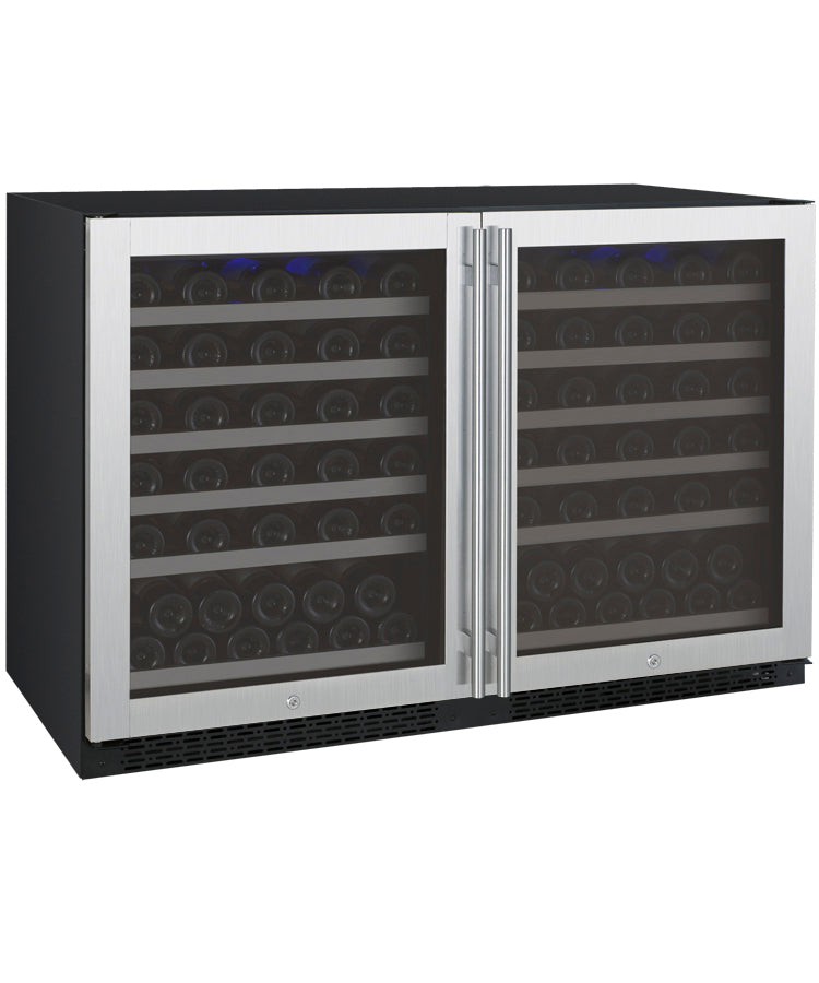 Allavino 47" Wide FlexCount II Tru-Vino 112 Bottle Dual-Zone Stainless Steel Side-by-Side Wine Refrigerator - 2X-VSWR56-1S20