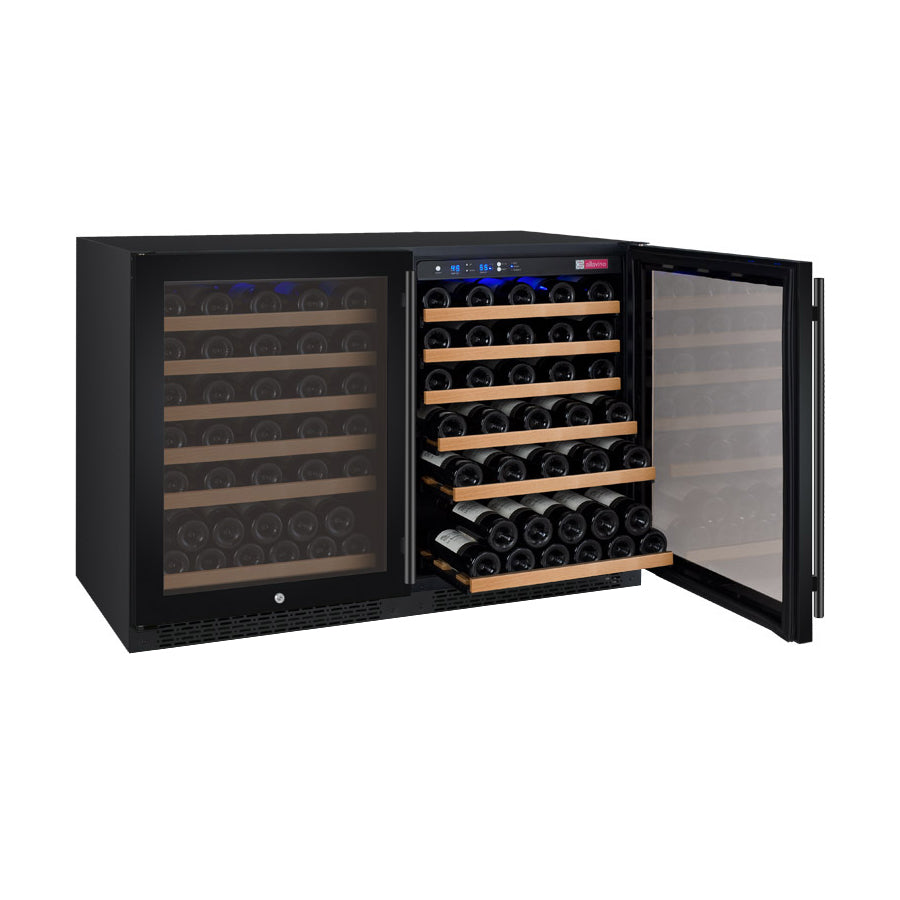 Allavino 47" Wide FlexCount II Tru-Vino 112 Bottle Dual Zone Black Side-by-Side Wine Refrigerator - 2X-VSWR56-1B20
