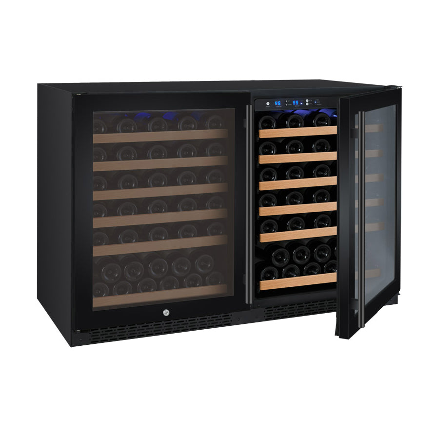 Allavino 47" Wide FlexCount II Tru-Vino 112 Bottle Dual Zone Black Side-by-Side Wine Refrigerator - 2X-VSWR56-1B20