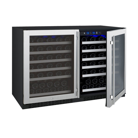 Allavino 47" Wide FlexCount II Tru-Vino 112 Bottle Dual-Zone Stainless Steel Side-by-Side Wine Refrigerator - 2X-VSWR56-1S20