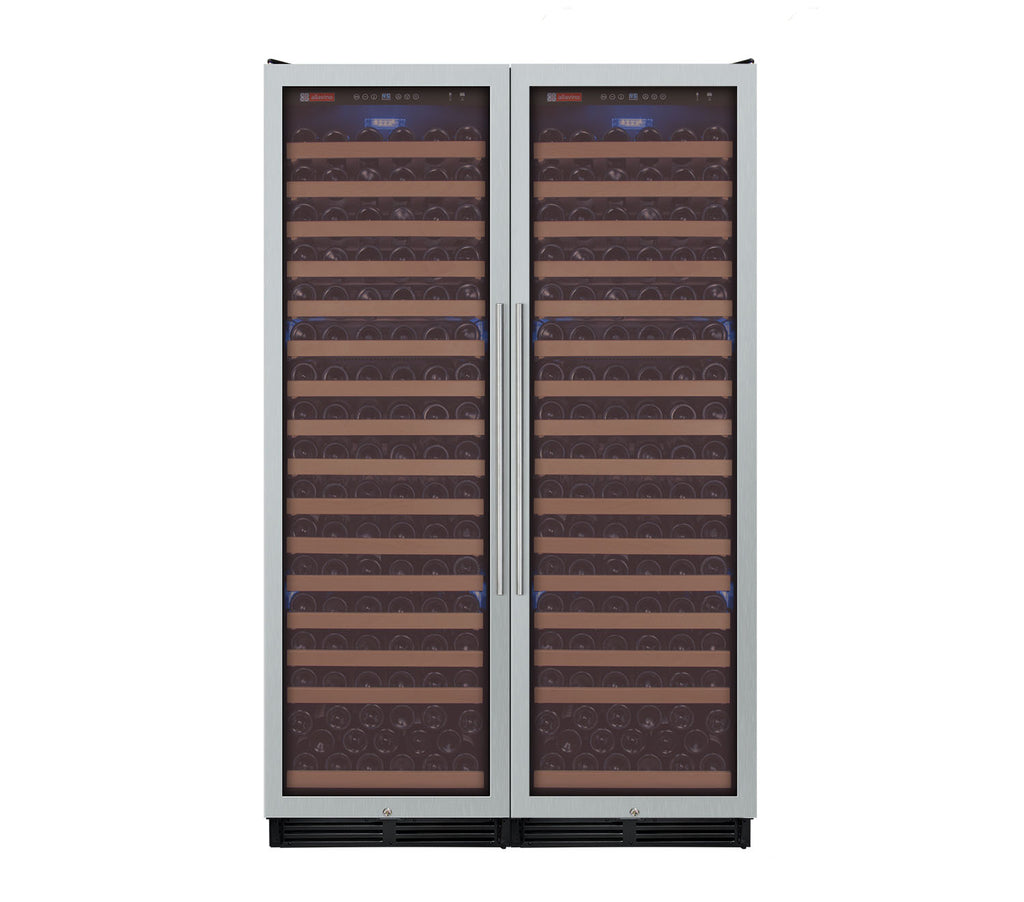 Allavino 48" Wide FlexCount Classic II Tru-Vino 348 Bottle Dual Zone Stainless Steel Side-by-Side Wine Refrigerator - 2X-YHWR174-1S20