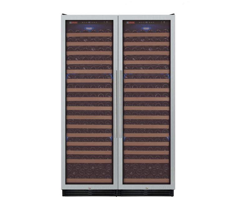 Allavino 48" Wide FlexCount Classic II Tru-Vino 348 Bottle Dual Zone Stainless Steel Side-by-Side Wine Refrigerator - 2X-YHWR174-1S20