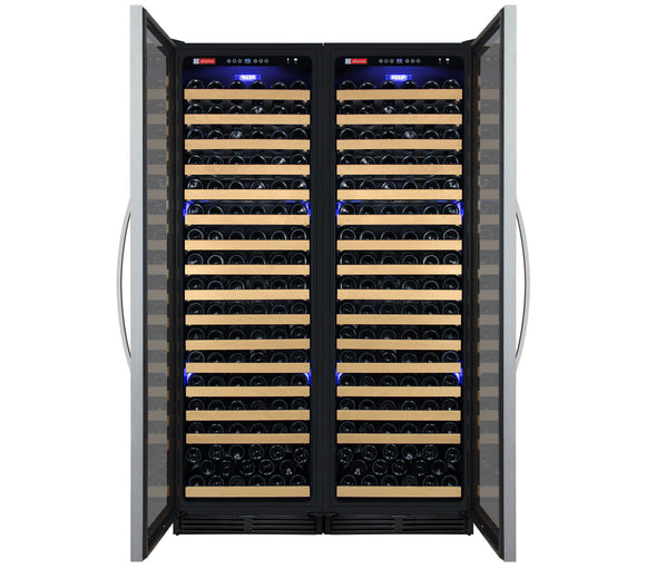 Allavino 48" Wide FlexCount Classic II Tru-Vino 348 Bottle Dual Zone Stainless Steel Side-by-Side Wine Refrigerator - 2X-YHWR174-1S20