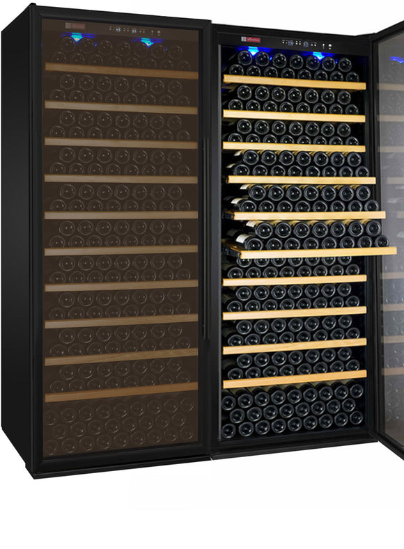 Allavino 63" Wide Vite II Tru-Vino 554 Bottle Dual Zone Black Side-by-Side Wine Refrigerator - 2X-YHWR305-1B20