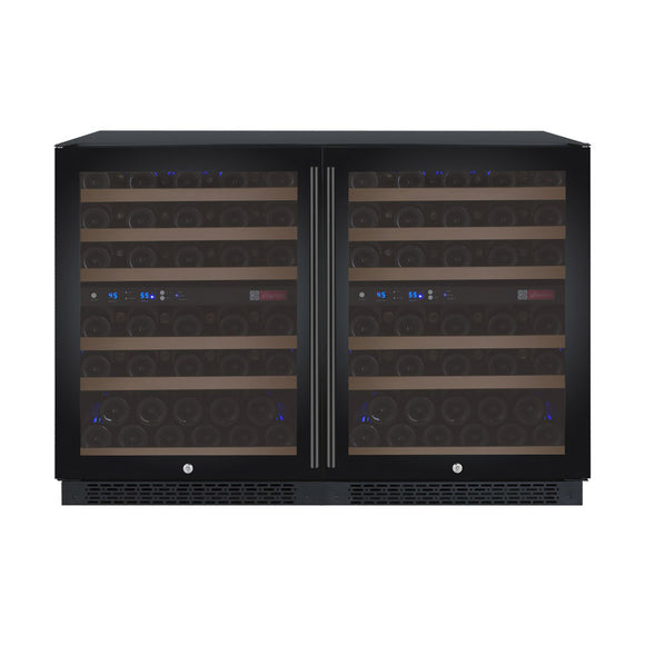 Allavino 47" Wide FlexCount II Tru-Vino 112 Bottle Four Zone Black Side-by-Side Wine Refrigerator - 2X-VSWR56-2B20