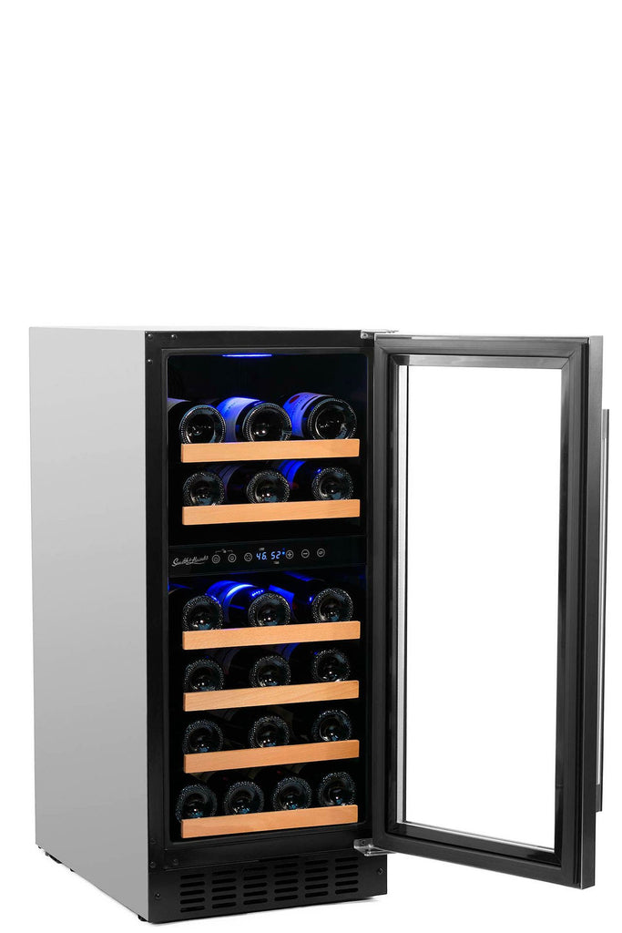 Smith & Hanks - 32 Bottle Dual Zone Wine Cooler, Stainless Steel Door Trim - RW88DR