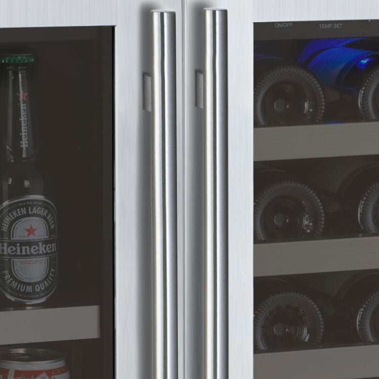 Allavino 47" Wide FlexCount II Series 56 Bottle/154 Can Dual Zone Stainless Steel Side-by-Side Wine Refrigerator/Beverage Center - 3Z-VSWB24-2S20