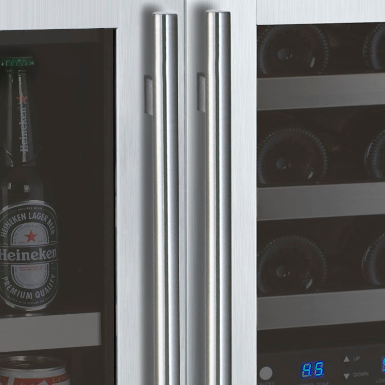 Allavino 30" Wide FlexCount II Tru-Vino 30 Bottle/88 Can Dual Zone Stainless Steel Side-by-Side Wine Refrigerator/Beverage Center - 3Z-VSWB15-3S20