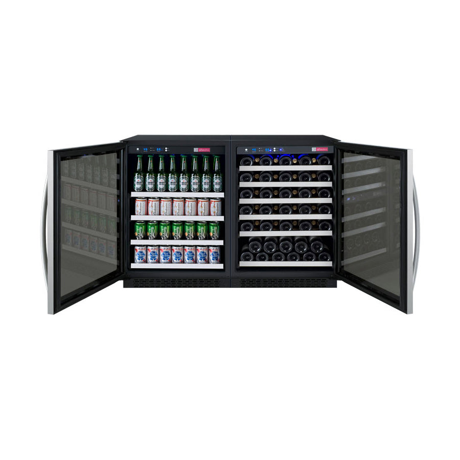 Allavino 47" Wide FlexCount II Series 56 Bottle/154 Can Dual Zone Stainless Steel Side-by-Side Wine Refrigerator/Beverage Center - 3Z-VSWB24-2S20