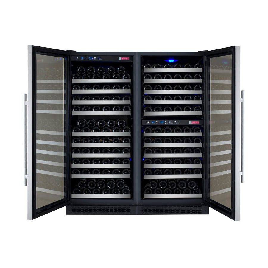 Allavino 47" Wide FlexCount II Tru-Vino 249 Bottle Three Zone Stainless Steel Side-by-Side Wine Refrigerator - 3Z-VSWR2128-S20