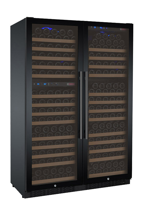 Allavino 47" Wide FlexCount II Tru-Vino 349 Bottle Three Zone Black Side-by-Side Wine Refrigerator - 3Z-VSWR7772-B20