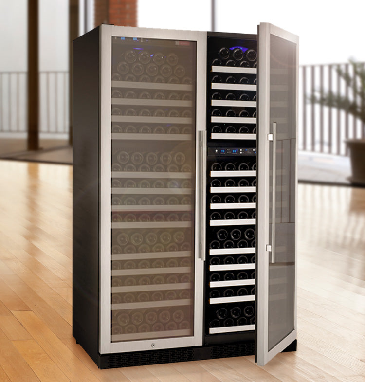 Allavino 47" Wide FlexCount II Tru-Vino 349 Bottle Three Zone Stainless Steel Side-by-Side Wine Refrigerator - 3Z-VSWR7772-S20