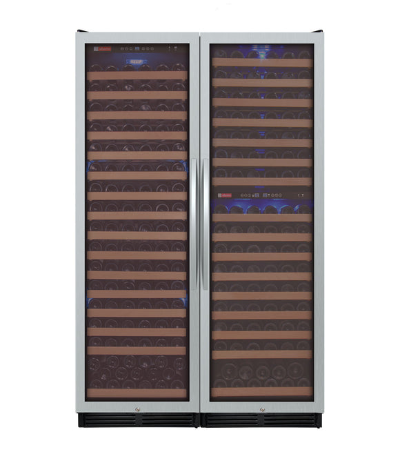 Allavino 48" Wide FlexCount Classic II Tru-Vino 346 Bottle Three Zone Stainless Steel Side-by-Side Wine Refrigerator - 3Z-YHWR7274-S20
