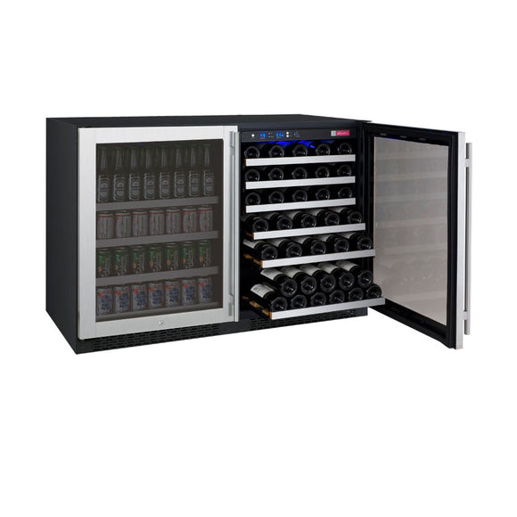 Allavino 47" Wide FlexCount II Series 56 Bottle/154 Can Dual Zone Stainless Steel Side-by-Side Wine Refrigerator/Beverage Center - 3Z-VSWB24-2S20