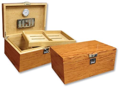 Prestige Import Group - Princeton Wood Spanish Cedar Cigar Humidor - Capacity: Up to 130 - Color: Bubinga Burlwood