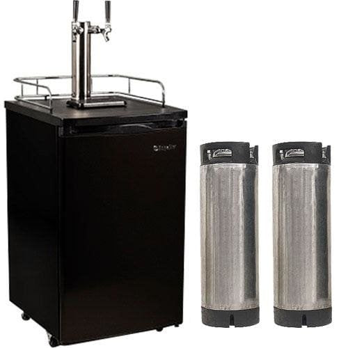 Edgestar 20 Inch Wide Dual Tap Kegerator with Kegs with Home Brew Taps and Ultra Low Temp - KC2000TWINHBKG - Wine Cooler City