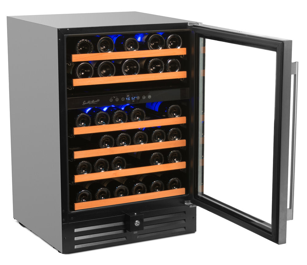 Smith & Hanks 46 Bottle Deluxe Dual Zone Wine Cooler, Seamless Stainless Steel Door Trim