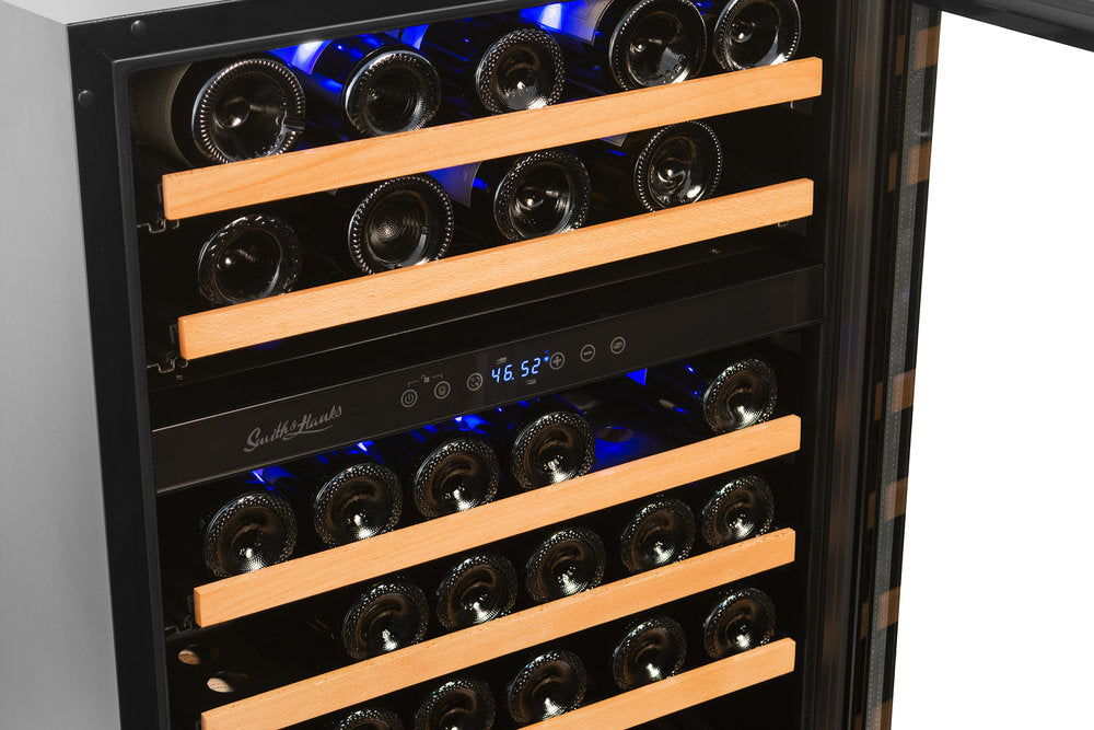 Smith & Hanks 46 Bottle Deluxe Dual Zone Wine Cooler, Seamless Stainless Steel Door Trim