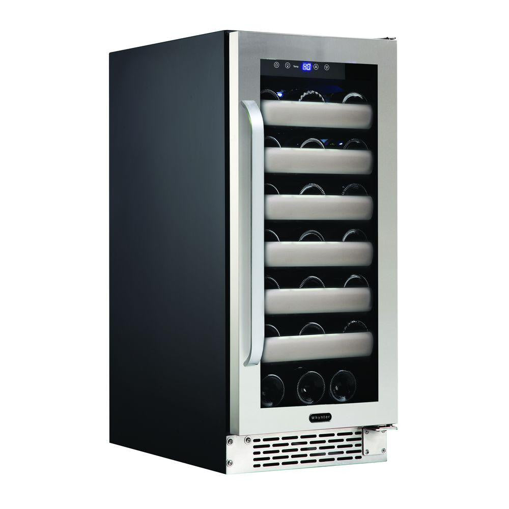 Whynter Elite 33-Bottle Seamless Stainless Steel Door Single Zone Built-in Wine Refrigerator - Wine Cooler City