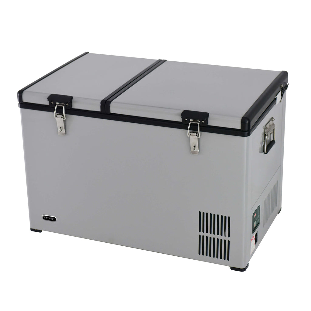 Whynter 90 Quart Dual Zone Portable Fridge/Freezer with 12V Option and Wheels - FM-901DZ - Wine Cooler City