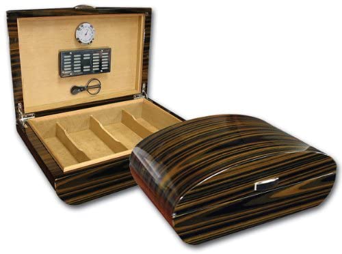 Prestige Import Group Waldorf Cigar Humidor w/ Ebony Lacquer Finish & Polished Hardware