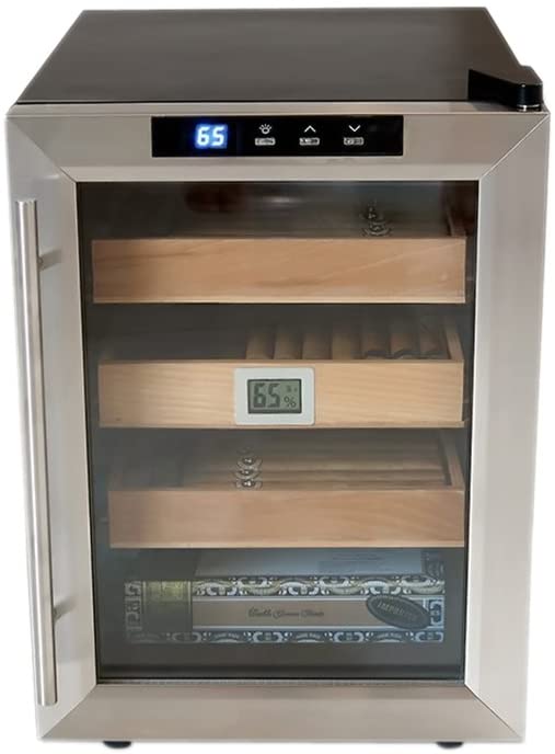 Prestige Import Group Clevelander Thermoelectric Cooler Humidor - Up to 250 Capacity - Color: Black w/Stainless Steel Door
