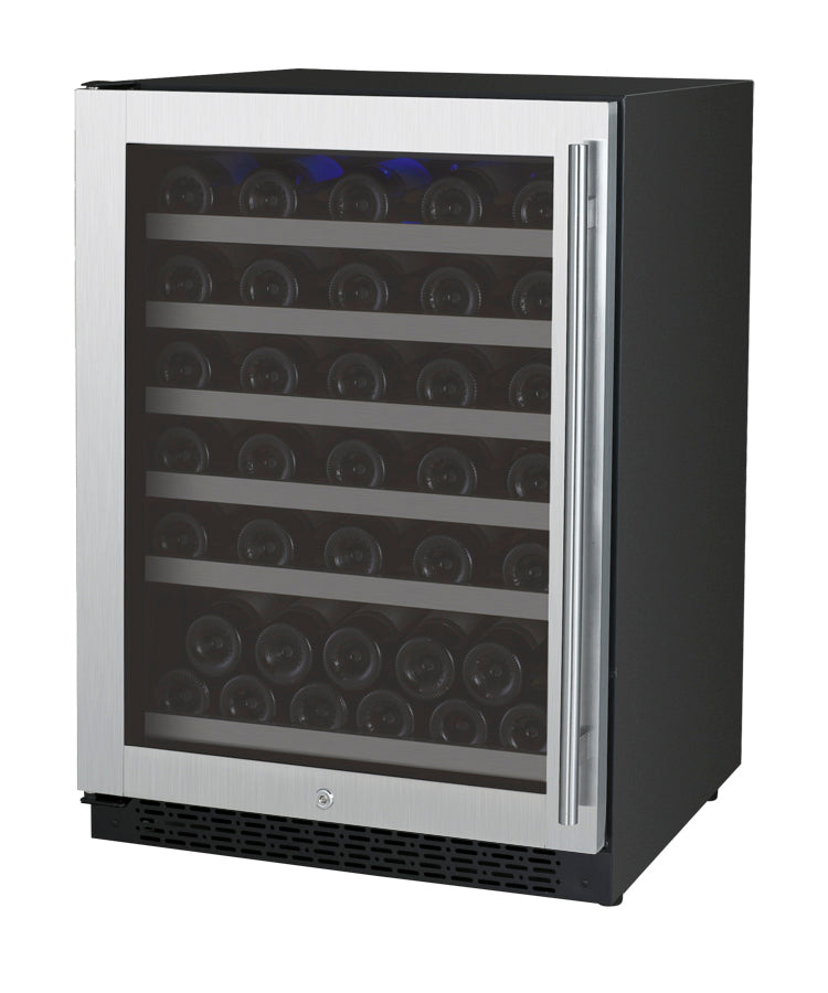 Allavino 24" Wide FlexCount II Tru-Vino Series 56 Bottle Single Zone Stainless Steel Left Hinge Wine Refrigerator - VSWR56-1SL20