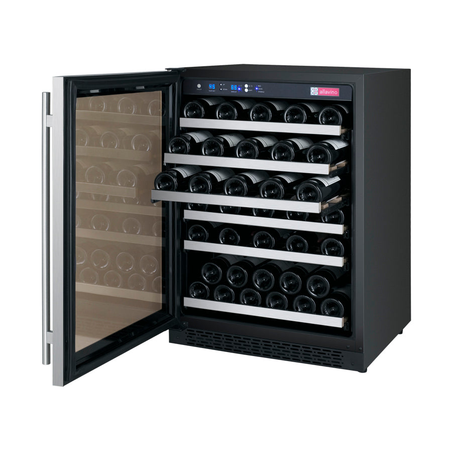 Allavino 24" Wide FlexCount II Tru-Vino Series 56 Bottle Single Zone Stainless Steel Left Hinge Wine Refrigerator - VSWR56-1SL20