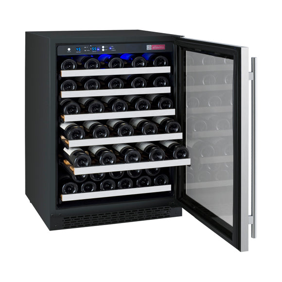 Allavino 24" Wide FlexCount II Tru-Vino 56 Bottle Single Zone Stainless Steel Right Hinge Wine Refrigerator - VSWR56-1SR20