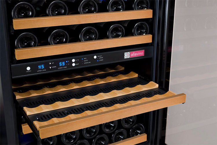 Allavino 47" Wide FlexCount II Tru-Vino 112 Bottle Three Zone Black Side-by-Side Wine Refrigerator - 3Z-VSWR5656-B20