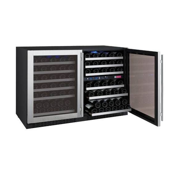 Allavino 47" Wide FlexCount II Tru-Vino 112 Bottle Three Zone Stainless Steel Side-by-Side Wine Refrigerator - 3Z-VSWR5656-S20
