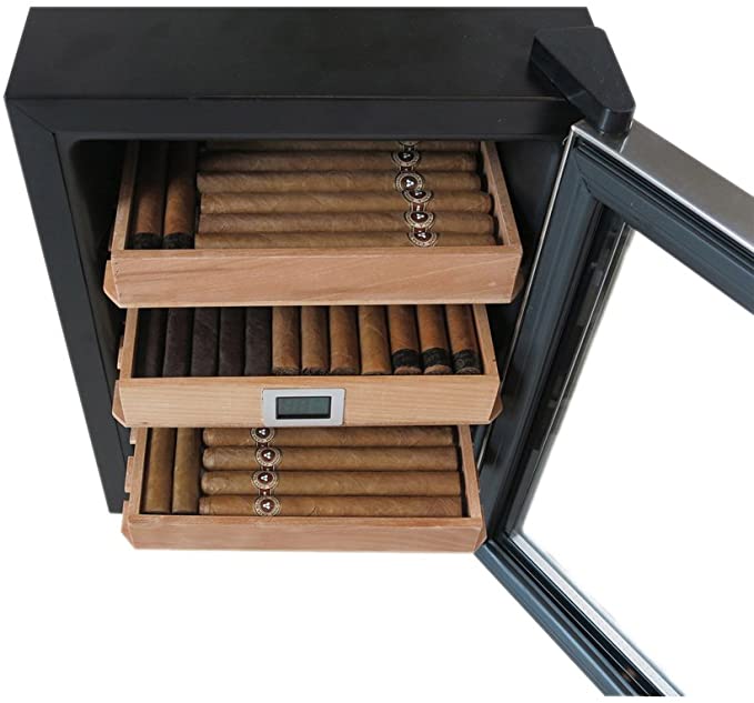 Prestige Import Group Clevelander Thermoelectric Cooler Humidor - Up to 250 Capacity - Color: Black w/Stainless Steel Door