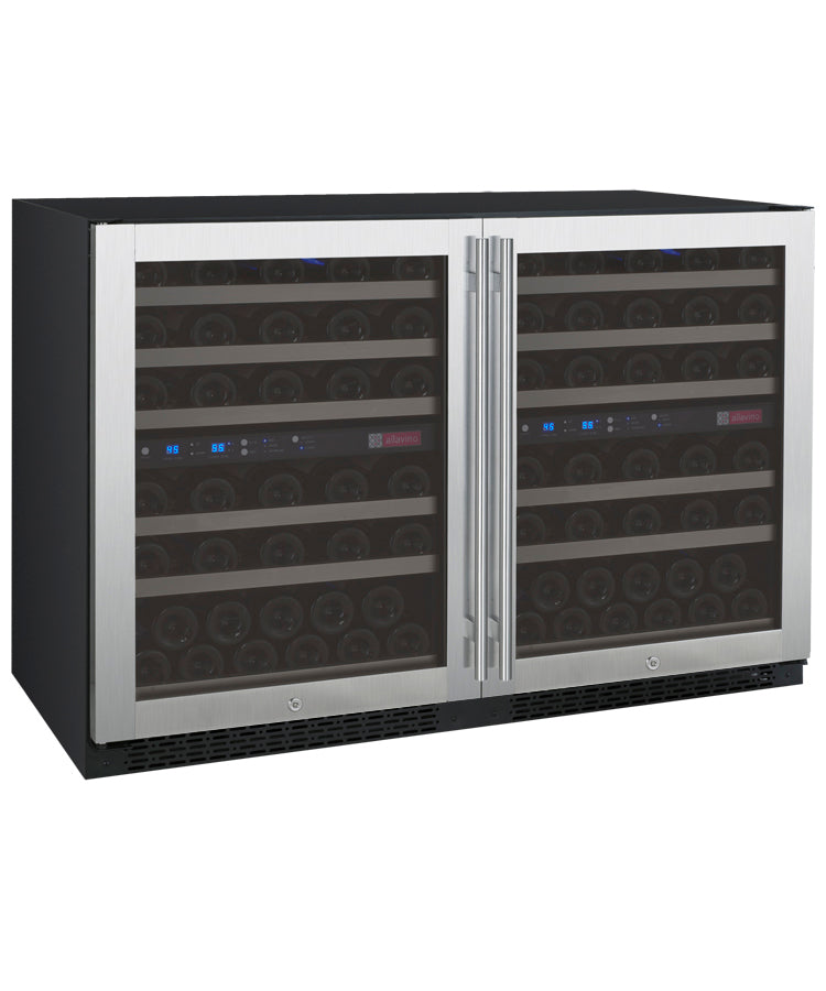 Allavino 47" Wide FlexCount II Tru-Vino 112 Bottle Four Zone Stainless Steel Side-by-Side Wine Refrigerator - 2X-VSWR56-2S20
