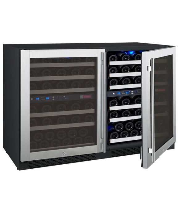 Allavino 47" Wide FlexCount II Tru-Vino 112 Bottle Four Zone Stainless Steel Side-by-Side Wine Refrigerator - 2X-VSWR56-2S20